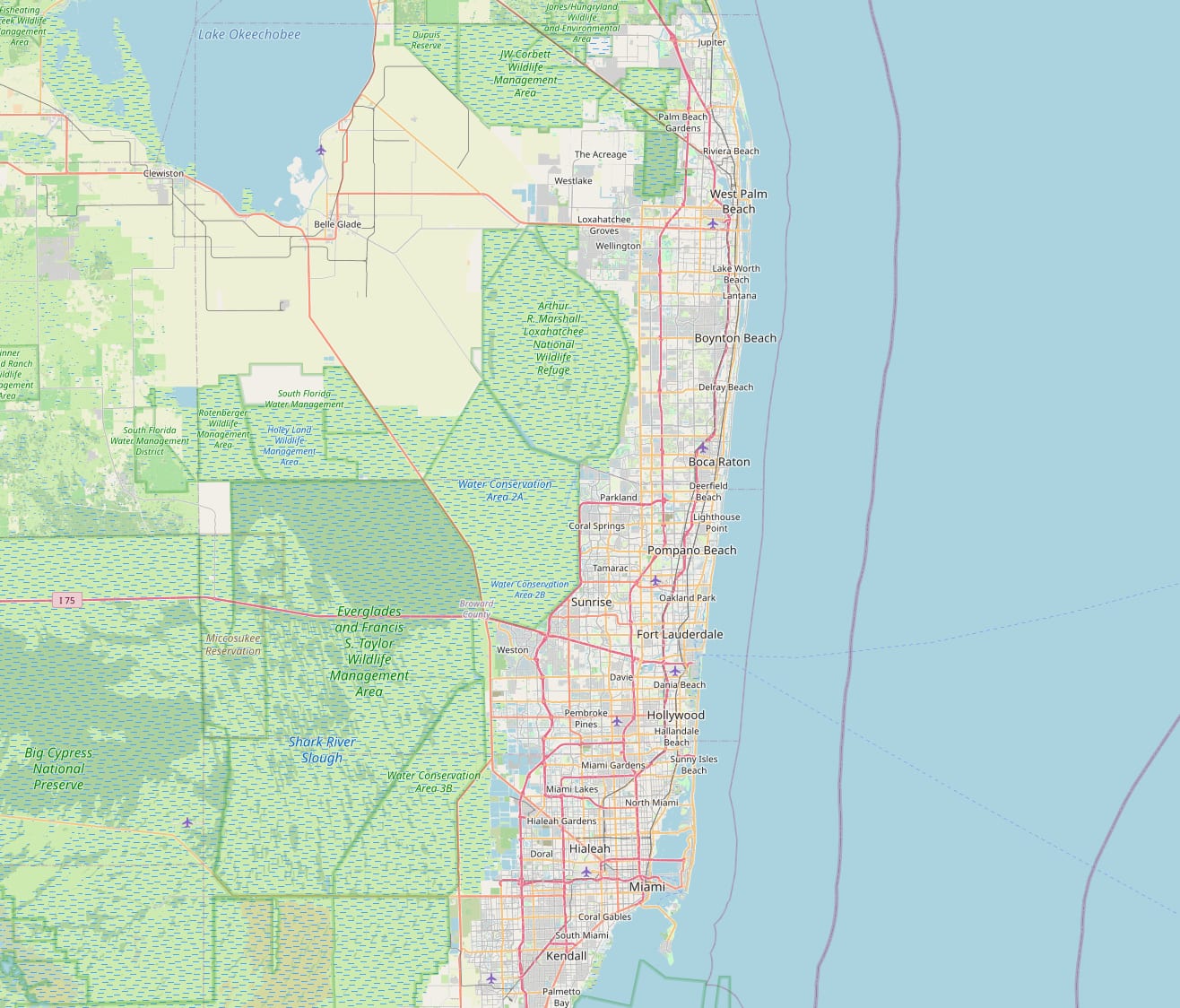 MFR service area — Miami-Dade, Broward, and Palm Beach counties