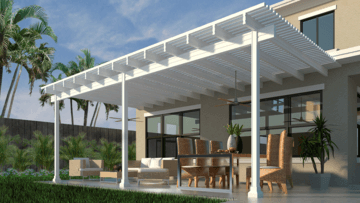 Aria Shade Trellis with White Aluminum Framing in North Miami - Miami First Remodeling