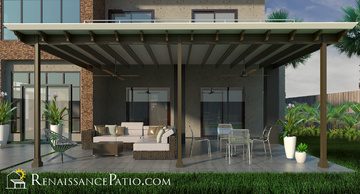 Classico Trellis Style Patio Cover with Aluminum Roof in Magate - Miami First Remodeling