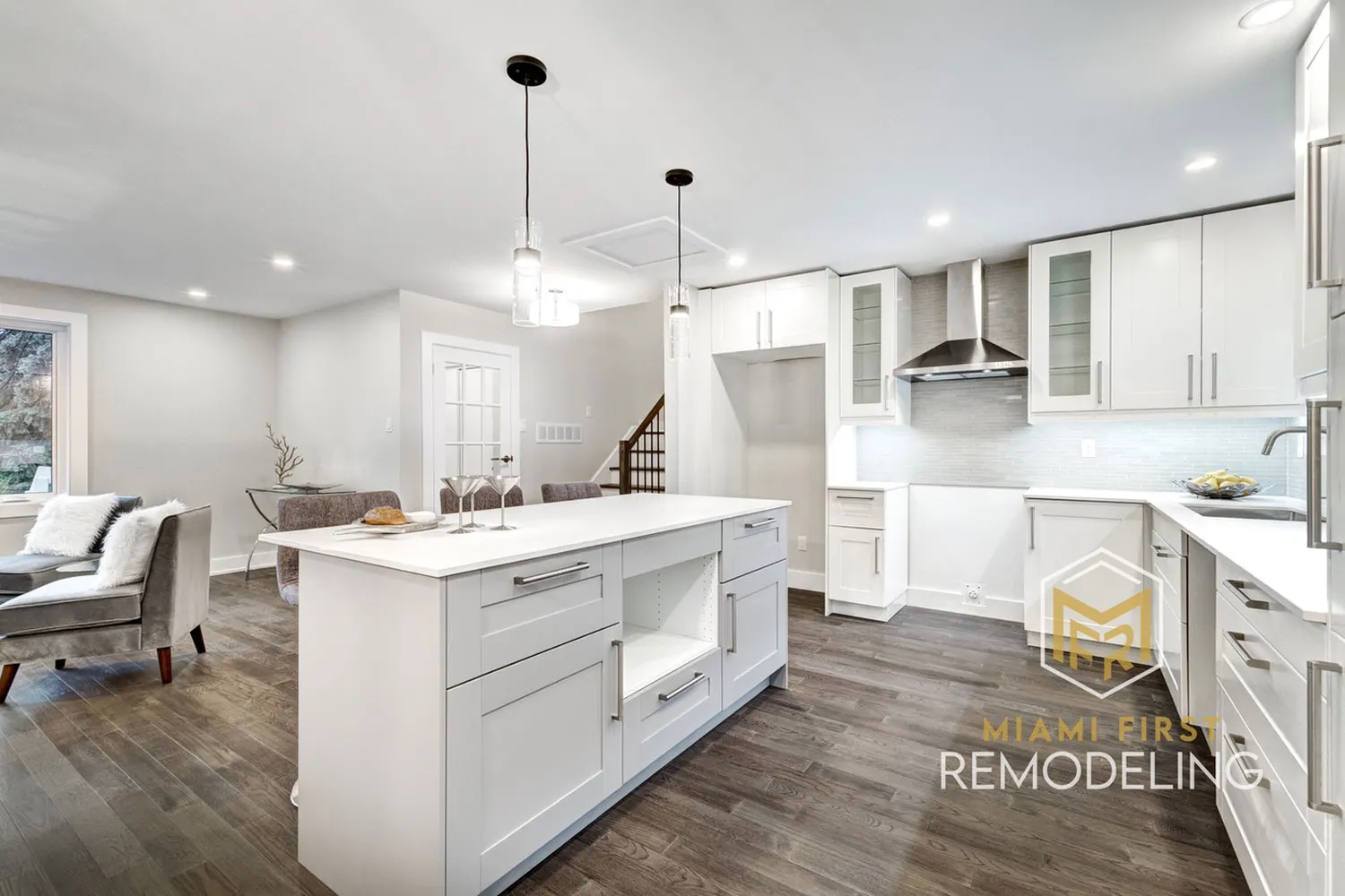 Custom kitchen remodel by Miami First Remodeling — premium plywood-box cabinets installation